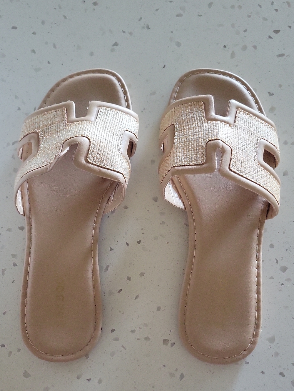 BAMBOO Neutral Beige Slide Sandals